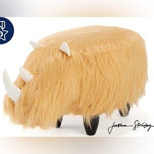 Coelodonta Tan Furry Ottoman